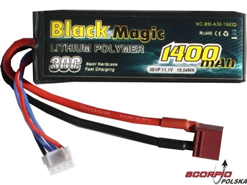 LiPol Car Black Magic 11.1V 1400mAh 30C Deans / BMA30-1400-3D