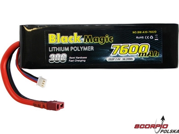 LiPol Car Black Magic 7.4V 7600mAh 30C Deans / BMA30-7600-2D