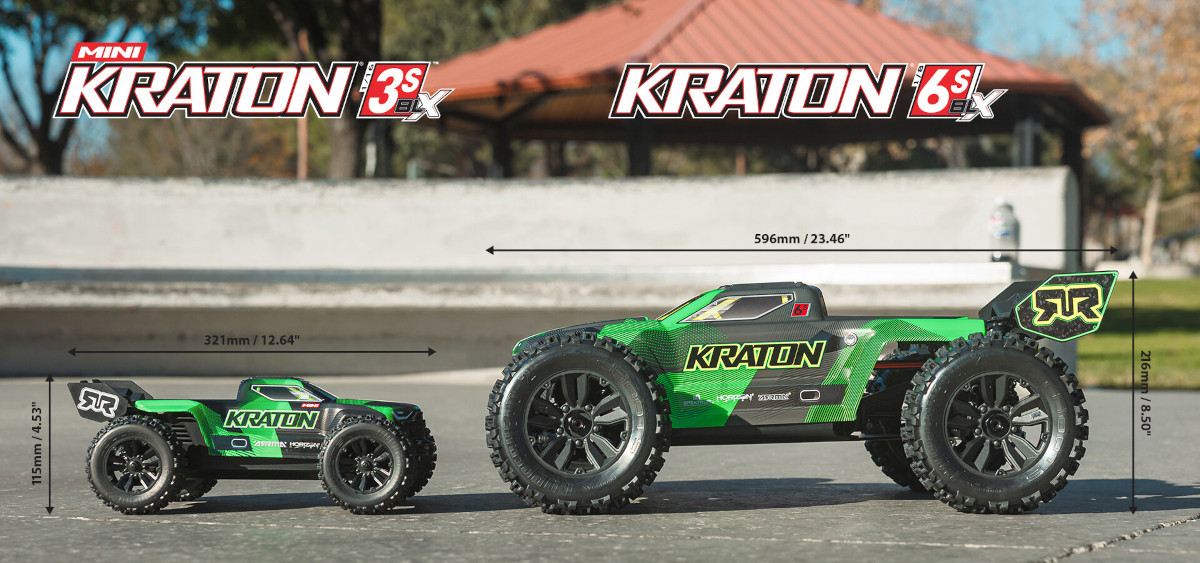 Porównanie wielkości Mini Kraton 1:16 vs. Kraton 1:8.