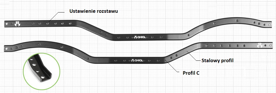 Axial SCX10 II - ocelový rám šasi