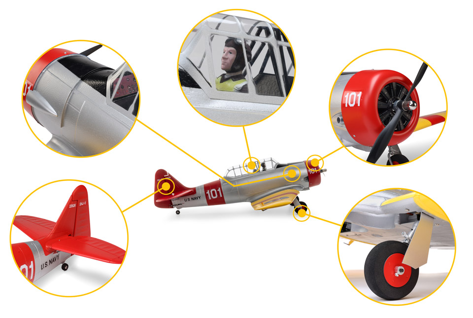 E-flite SNJ-5/AT-6 Texan 1.5m AS3X+ SAFE Select BNF Basic