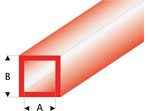 Raboesch profil ASA rurka kwadratowa przeźroczysta czerwona 2x3x330mm (5)