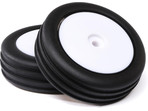 Losi koło z oponą Wide Body Rib, przednie, biała felga (2): Mini-B