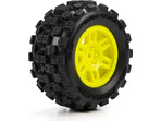 Pro-Line koło w skali 1:16 z oponami Badlands MX, felga Split Six w kolorze żółtym, 12 mm (2 szt.): 