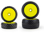 Pro-Line koło 1:24 dywanowe, przednie Wedge, tylne Prism, felga żółta Hex 7 mm (4): Losi Micro-B