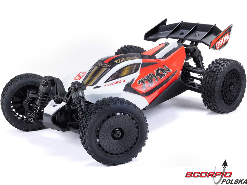 Arrma Typhon Grom 1:18 4WD Smart RTR czerwony/biały Arrma Typhon Grom 1:18 4WD Smart RTR czerwony/biały / ARA2106T2
