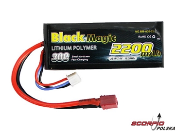 LiPol Car Black Magic 7.4V 2200mAh 30C Deans / BMA30-2200-2D
