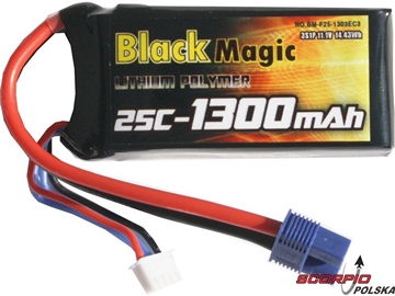 LiPol Black Magic 11.1V 1300mAh 25C EC3 LiPol Black Magic 11.1V 1300mAh 25C EC3 / BMF25-1300-3EC3