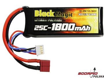 LiPol Black Magic 11.1V 1800mAh 25C Deans / BMF25-1800-3D