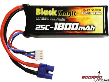 LiPol Black Magic 11.1V 1800mAh 25C EC3 LiPol Black Magic 11.1V 1800mAh 25C EC3 / BMF25-1800-3EC3