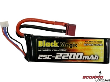 LiPol Black Magic 11.1V 2200mAh 25C Deans / BMF25-2200-3D