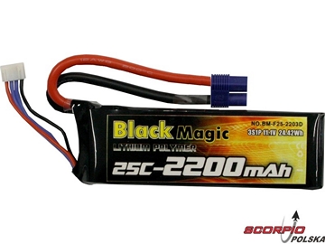 LiPol Black Magic 11.1V 2200mAh 25C EC3 LiPol Black Magic 11.1V 2200mAh 25C EC3 / BMF25-2200-3EC3