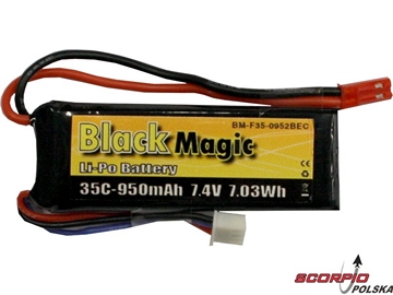 LiPol Black Magic 7.4V 950mAh 35C JST Blade CX2 / BMF35-0950-2JST