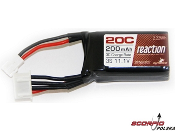 LiPol Reac Car 11.1V 200mAh 20C Mc Rally, SCT / DYNB0002