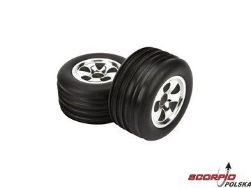 EST 1:10 - Koła kpl przednie Ribbed chrom (2) / ECX1005