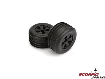 EST 1:10 - Koła kpl przednie Ribbed czarne (2) EST 1:10 - Koła kpl przednie Ribbed czarne (2) / ECX1009