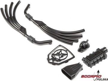 ECX 1.9 Barrage D: Silnik, tłumik, chłodnica czarna ECX 1.9 Barrage D: Silnik, tłumik, chłodnica czarna / ECX220005