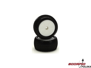 EBG 1:10 - Koła kompletne tylne Spike białe (2) / ECX3006