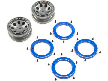 ECX 1:18 Temper G2: Felga, beadlock szara/niebieska (2) ECX 1:18 Temper G2: Felga, beadlock szara/niebieska (2) / ECX41012