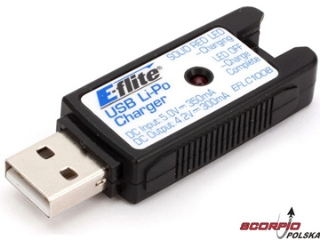 Ładowarka USB 1-ogniwo LiPol 350mA Ładowarka USB 1-ogniwo LiPol 350mA / EFLC1008