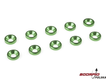 Podkładka pod śrubę stożkową M3 alum zielona (10) / GF-0405-031