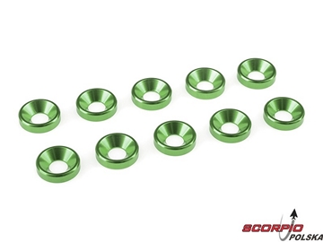Podkładka pod śrubę stożkową M4 alum zielona (10) / GF-0405-041