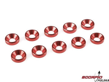 Podkładka pod śrubę stożkową M4 alum czerwona (10) / GF-0405-045