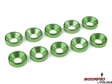 Podkładka pod śrubę stożkową M5 alum zielona (10) / GF-0405-051