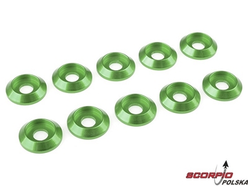 Podkładka pod półk. główkę M4/12mm alum zielona (10) / GF-0407-041