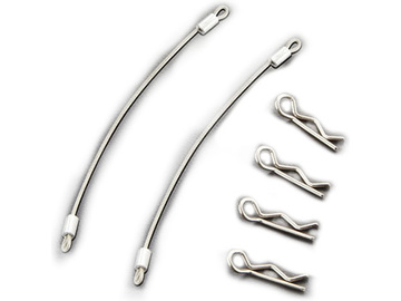 Killerbody spinki karoserii (4), stalowe linki 100mm (2) / KB48362