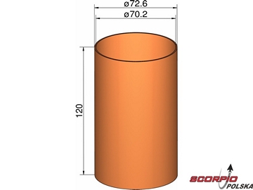 Klima Łącznik 75mm rurek śr. 72.6mm x 120mm / KL-207312000