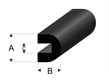 Raboesch profil gumowy zaokrąglony z rowkiem 6x5mm 2m / KR-rb104-72