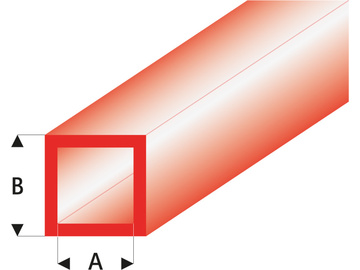 Raboesch profil ASA rurka kwadratowa przeźroczysta czerwona 2x3x330mm (5) / KR-rb434-53-3