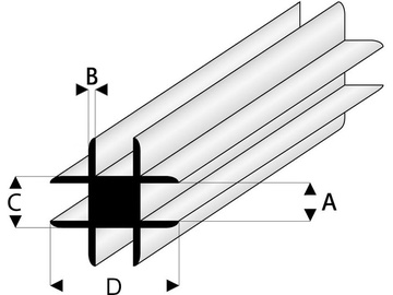 Raboesch profil ASA łączący krzyżowy 3x1000mm / KR-rb448-54