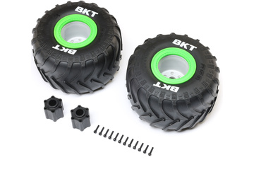 Losi koło 2.6" opona BKT Monster Truck Tire, średni wkład, zielony beadlock (2): LMT 2.0 Losi koło 2.6" opona BKT Monster Truck Tire, średni wkład, zielony beadlock (2): LMT 2.0 / LOS-1818