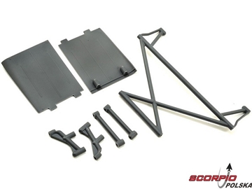 Losi Rock Rey: Wspornik tylnej wieży,X-Bar, chlapacze szare Losi Rock Rey: Wspornik tylnej wieży,X-Bar, chlapacze szare / LOS230041