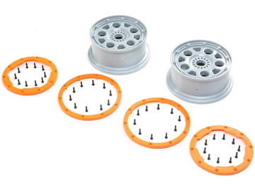 Losi DBXL-E 2.0: Felga koła srebrna, pomarańczowy bead lock (2) / LOS45032
