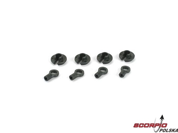 Shock Ends & Cups (4) Shock Ends & Cups (4) / LOSA5079