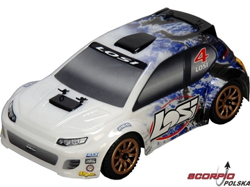 Losi Micro-Rally Car 1:24 4WD RTR biało/niebieski Losi Micro-Rally Car 1:24 4WD RTR biało/niebieski / LOSB0241IT3