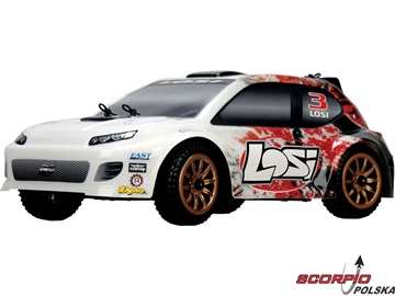 Losi Micro-Rally Car 1:24 4WD RTR biało/czerwony Losi Micro-Rally Car 1:24 4WD RTR biało/czerwony / LOSB0241IT4