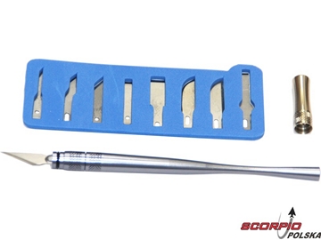 Modelarski nóż z osłonką i zapasowymi ostrzami / NA3614A