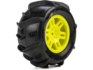 Pro-Line koło 1:16 z oponami Dumont Paddle, felga Split Six żółta, 12 mm (2): Arrma Mini Kraton / PRO1031212