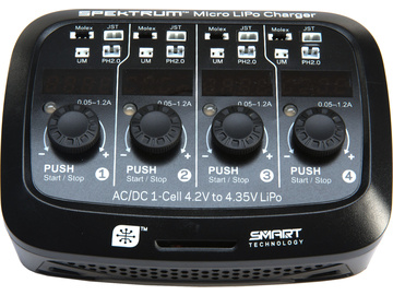 Spektrum Ładowarka Smart Micro 4-port AC/DC 1S LiPol Spektrum Ładowarka Smart Micro 4-port AC/DC 1S LiPol / SPMXC1040I